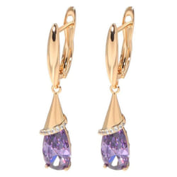 Kinel Purple Zircon Drop Earrings For Women With Rose Gold Color - purple