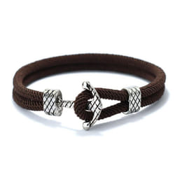 4mm Handmade Milan Rope Bracelet Antique Silver Color Anchor Braclet For Men Cool Armband Jewelry Homme - brown