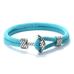 4mm Handmade Milan Rope Bracelet Antique Silver Color Anchor Braclet For Men Cool Armband Jewelry Homme - light blue