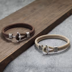 4mm Handmade Milan Rope Bracelet Antique Silver Color Anchor Braclet For Men Cool Armband Jewelry Homme - as the picture