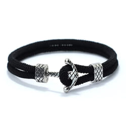 4mm Handmade Milan Rope Bracelet Antique Silver Color Anchor Braclet For Men Cool Armband Jewelry Homme - black