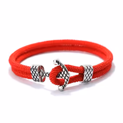 4mm Handmade Milan Rope Bracelet Antique Silver Color Anchor Braclet For Men Cool Armband Jewelry Homme - red