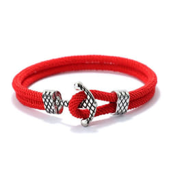 4mm Handmade Milan Rope Bracelet Antique Silver Color Anchor Braclet For Men Cool Armband Jewelry Homme - red