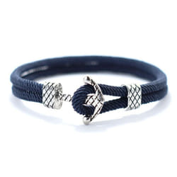 4mm Handmade Milan Rope Bracelet Antique Silver Color Anchor Braclet For Men Cool Armband Jewelry Homme - navy