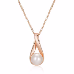 Kinel Pearl Drop Pendant Necklace For Women Rose Gold Color Bride Wedding Elegant Jewelry Anniversary Gift