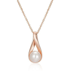 Kinel Pearl Drop Pendant Necklace For Women Rose Gold Color Bride Wedding Elegant Jewelry Anniversary Gift