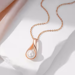 Kinel Pearl Drop Pendant Necklace For Women Rose Gold Color Bride Wedding Elegant Jewelry Anniversary Gift