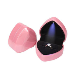 Heart Shaped Led Light Jewelry Gift Ring Package Decoration Box - pink