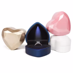 Heart Shaped Led Light Jewelry Gift Ring Package Decoration Box - pink