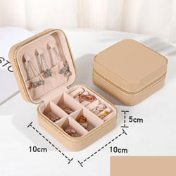 2023 Jewelry Organizer Display Travel Jewelry Case Boxes Portable Locket Necklace Jewelry Box Leather Storage Earring Ring Holder - beige