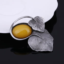 Double Leaves Brooches For Women Vintage Plant Brooches - yellow