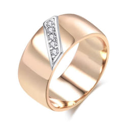 Golden Smooth Wide Finger Rings Silver Plated Zircon Women Party Daily Light Luxury Jewelry - 10
