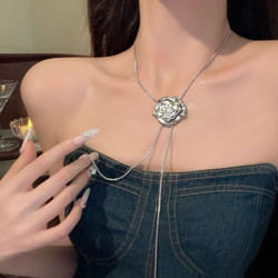Titanium Steel Clavicle Choker Silver Waist Chain Elegant Tassel Necklace  Women - Rose
