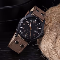 Jewellery Vintage Classic Men&apos;s Waterproof Date Leather Strap Sport Quartz Army Watch - brown