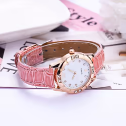 Luxury Womens Analig Quartz Wristwatches Leather Strap Luminous Watch Casual Business Dress Watch - pink
