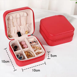 2023 Jewelry Organizer Display Travel Jewelry Case Boxes Portable Locket Necklace Jewelry Box Leather Storage Earring Ring Holder - red