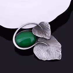 Double Leaves Brooches For Women Vintage Plant Brooches - green