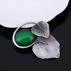Double Leaves Brooches For Women Vintage Plant Brooches - green