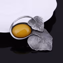 Double Leaves Brooches For Women Vintage Plant Brooches - green