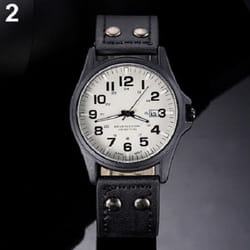Jewellery Vintage Classic Men&apos;s Waterproof Date Leather Strap Sport Quartz Army Watch - black