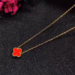 Four-leaf Clover Necklace Double-sided Lucky Grass Titanium Steel Does Not Lose Colour Women&apos;s Necklace Classic Fashion Collarbone Chain - white