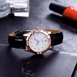 Luxury Womens Analig Quartz Wristwatches Leather Strap Luminous Watch Casual Business Dress Watch - black