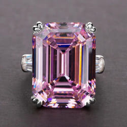 &quot;cao Shi Luxury Rectangular Zircon Women&apos;s Engagement Ring&quot; - pink, number 8