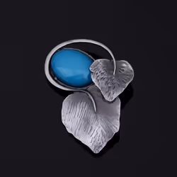 Double Leaves Brooches For Women Vintage Plant Brooches - blue