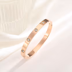 Elegant Diamond-studded Titanium Steel Bracelet: Light Luxury & High-end Fashion, Electroplated 18k Gold, Shiny, No - rose, S ...