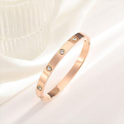Elegant Diamond-studded Titanium Steel Bracelet: Light Luxury & High-end Fashion, Electroplated 18k Gold, Shiny, No - rose, S034 Full Diamond Bracelet