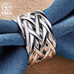 925 Sterling Silver Open Weaving Ring Jewelry