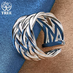 925 Sterling Silver Open Weaving Ring Jewelry