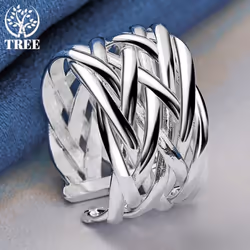 925 Sterling Silver Open Weaving Ring Jewelry