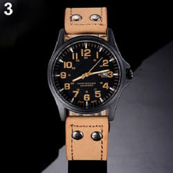 Jewellery Vintage Classic Men&apos;s Waterproof Date Leather Strap Sport Quartz Army Watch - khaki