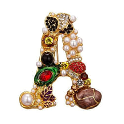 Brooch Pin New Small Charming Brooch Pin Women Rhinestone Faux Pearl Brooch Pin Alphabet Brooch Pin For Club - as the picture, A