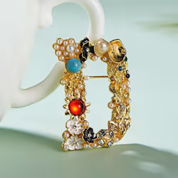 Brooch Pin New Small Charming Brooch Pin Women Rhinestone Faux Pearl Brooch Pin Alphabet Brooch Pin For Club - as the picture, A