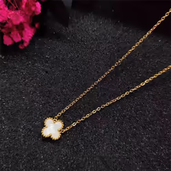 Four-leaf Clover Necklace Double-sided Lucky Grass Titanium Steel Does Not Lose Colour Women&apos;s Necklace Classic Fashion Collarbone Chain - pink