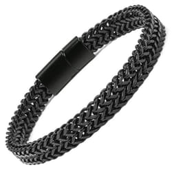 Double Chain Magnetic Bracelet Fashion Personality Men Punk Hip Hop Classic Motorcycle Chain Bracelets Bracelet Jewelry Anniversary Gift - black, 20cm