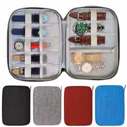 Watch Organizer Case Multifunction Portable Travel For Strap Band Storage Bag Watchband Holder - black
