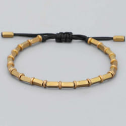 Tibetan Buddhist Handmade Braided Long Copper Beads Lucky Rope Bracelet Bangles - black