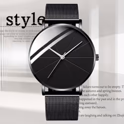 Fashion Mens Watches Stainless Steel Ultra Thin Quartz Wrist Watch Luxury Business Classic Men Watch Relogio Masculino - blac ...