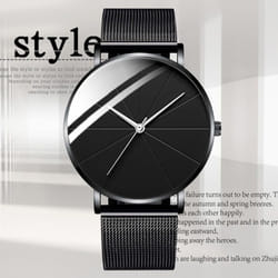 Fashion Mens Watches Stainless Steel Ultra Thin Quartz Wrist Watch Luxury Business Classic Men Watch Relogio Masculino - black,black