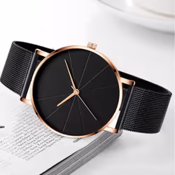 Fashion Mens Watches Stainless Steel Ultra Thin Quartz Wrist Watch Luxury Business Classic Men Watch Relogio Masculino - black,black
