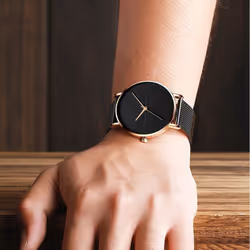 Fashion Mens Watches Stainless Steel Ultra Thin Quartz Wrist Watch Luxury Business Classic Men Watch Relogio Masculino - black,black
