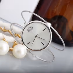 Women Metal Watches Simple Steel Wire Watch Bands Vintage Round Quartz Wrist Clock Charm Outdoor - black