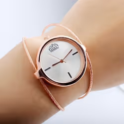 Women Metal Watches Simple Steel Wire Watch Bands Vintage Round Quartz Wrist Clock Charm Outdoor - black
