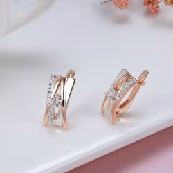 Rose Gold Silver Color Letter English Earrings With Zircon Women Statement Jewelry - as the picture