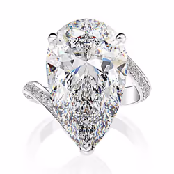Luxury Exquisite Pear Shaped Water Drop Shaped Rhinestone Ring Female Creative New Ring - white, 9