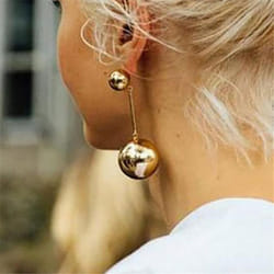 Vintage Large Ball Pendant Earrings Women&apos;s European American Style Personality Long Drop Earrings Party Travel Jewelry - Gold