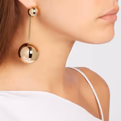 Vintage Large Ball Pendant Earrings Women&apos;s European American Style Personality Long Drop Earrings Party Travel Jewelry - Gold